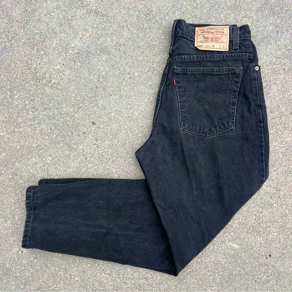 Vintage 90s Levi’s 550 relaxed fit tapered leg black mom jeans 12 REG S